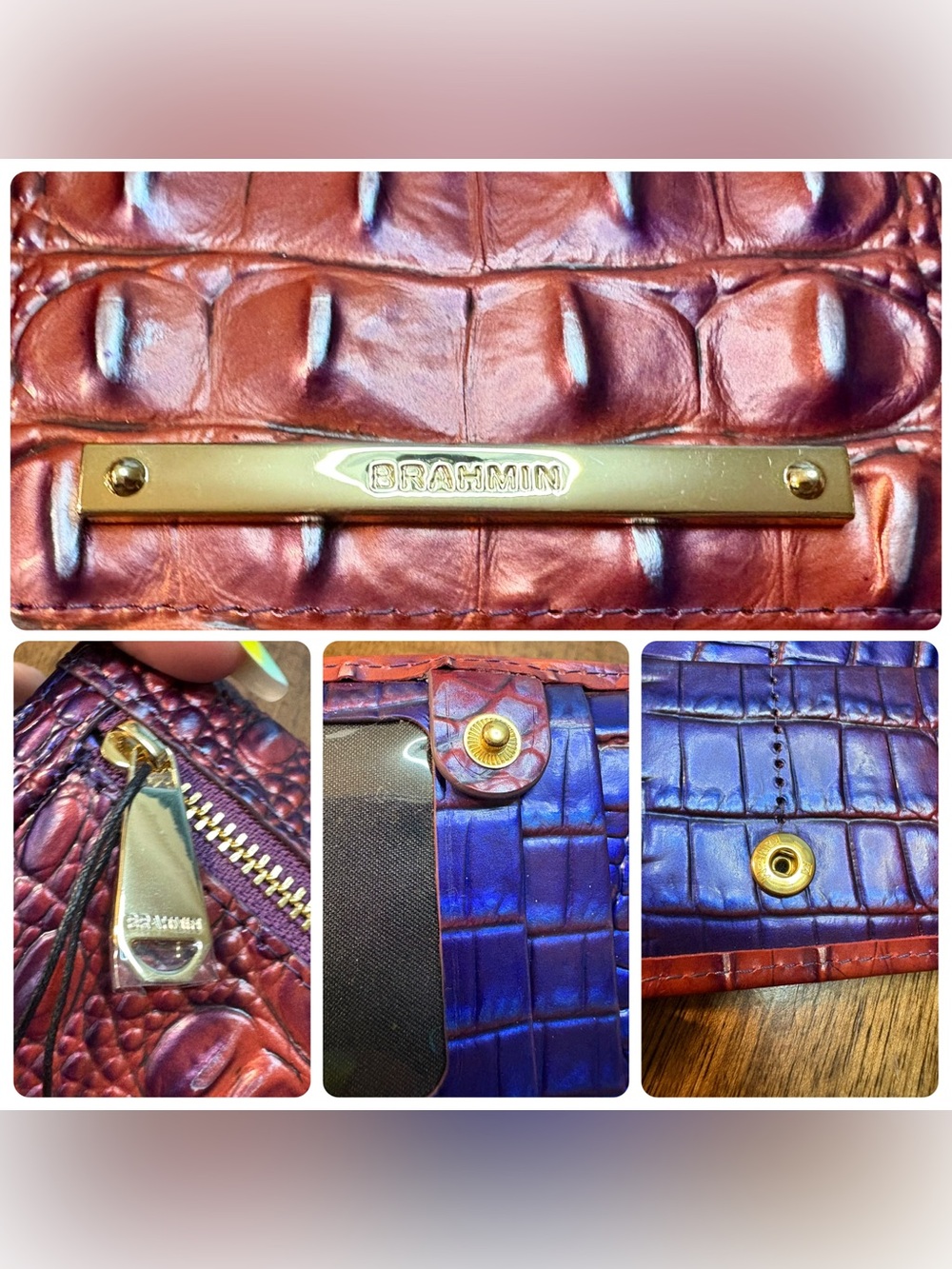 Brahmin NWT Ady - Dawning Ombré - Dusk Inspired Leather Wallet - Plum - Picture 5 of 14